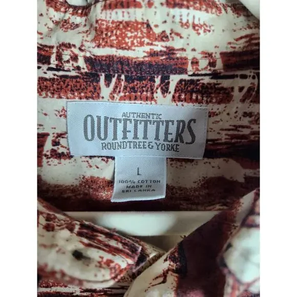 Roundtree & Yorke Mens Casual Button Down Shirt sz L cotton Elk print hunting - Picture 4 of 7